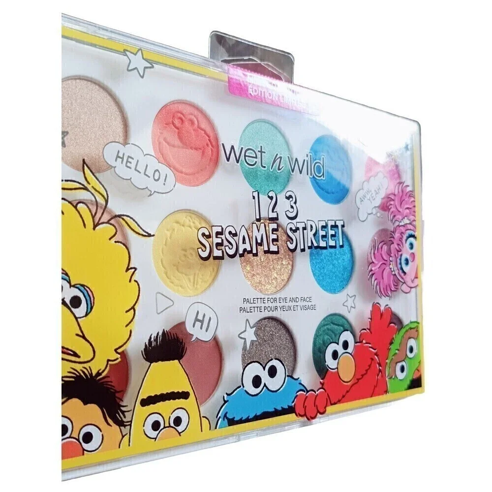 WET N WILD 123 SESAME STREET Eyeshadow Palette And Makeup Brushes Set Of 2 New